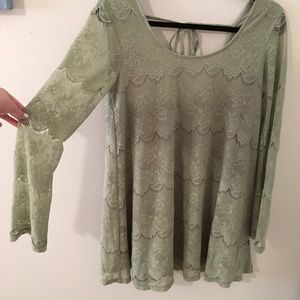 Altard State Long Sleeve Green Lace Dress